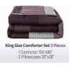 imageAndency Stripe Comforter Set Full Size 79x90 Inch 3 Pieces Teal Patchwork Striped Bed Set Soft Down Alternative Bedding Set with Corner LoopsPurple Gray