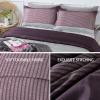 imageAndency Stripe Comforter Set Full Size 79x90 Inch 3 Pieces Teal Patchwork Striped Bed Set Soft Down Alternative Bedding Set with Corner LoopsPurple Gray