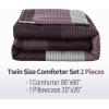 imageAndency Stripe Comforter Set Full Size 79x90 Inch 3 Pieces Teal Patchwork Striped Bed Set Soft Down Alternative Bedding Set with Corner LoopsPurple Gray