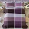 imageAndency Stripe Comforter Set Full Size 79x90 Inch 3 Pieces Teal Patchwork Striped Bed Set Soft Down Alternative Bedding Set with Corner LoopsPurple Gray