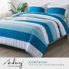 imageAndency Stripe Comforter Set Full Size 79x90 Inch 3 Pieces Teal Patchwork Striped Bed Set Soft Down Alternative Bedding Set with Corner LoopsTeal