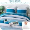 imageAndency Stripe Comforter Set Full Size 79x90 Inch 3 Pieces Teal Patchwork Striped Bed Set Soft Down Alternative Bedding Set with Corner LoopsTeal