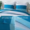 imageAndency Stripe Comforter Set Full Size 79x90 Inch 3 Pieces Teal Patchwork Striped Bed Set Soft Down Alternative Bedding Set with Corner LoopsTeal
