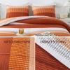 imageAndency Stripe Comforter Set Full Size 79x90 Inch 3 Pieces Teal Patchwork Striped Bed Set Soft Down Alternative Bedding Set with Corner LoopsTerracotta