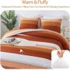 imageAndency Stripe Comforter Set Full Size 79x90 Inch 3 Pieces Teal Patchwork Striped Bed Set Soft Down Alternative Bedding Set with Corner LoopsTerracotta