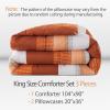 imageAndency Stripe Comforter Set Full Size 79x90 Inch 3 Pieces Teal Patchwork Striped Bed Set Soft Down Alternative Bedding Set with Corner LoopsTerracotta