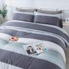 imageAndency Stripe Comforter Set Full Size 79x90 Inch 3 Pieces Teal Patchwork Striped Bed Set Soft Down Alternative Bedding Set with Corner LoopsMint Green