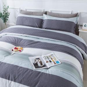 imageAndency Stripe Comforter Set Full Size 79x90 Inch 3 Pieces Teal Patchwork Striped Bed Set Soft Down Alternative Bedding Set with Corner LoopsMint Green