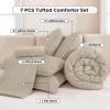 imageAndency King Size Comforter Set 7 Pieces Ivory  Bed in a Bag King Boho Lightweight Fluffy Tufted Bedding Sets with Quilt Comforter Sheets Pillowcases amp ShamsOatmeal