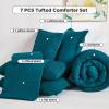 imageAndency King Size Comforter Set 7 Pieces Ivory  Bed in a Bag King Boho Lightweight Fluffy Tufted Bedding Sets with Quilt Comforter Sheets Pillowcases amp ShamsTeal