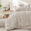 imageAndency Ruched Full Size Comforter Sets Linen 7 Pieces Ruffle Bed Set in a Bag Shabby Chic Pleat Bedding Set with Comforter Sheets Pillowcase amp Sham Lightweight Soft All SeasonPink
