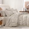 imageAndency Ruched Full Size Comforter Sets Linen 7 Pieces Ruffle Bed Set in a Bag Shabby Chic Pleat Bedding Set with Comforter Sheets Pillowcase amp Sham Lightweight Soft All SeasonPink