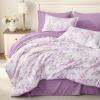 imageAndency Floral Comforter Set Full Size 7 Pieces Blue Flower Lightweight Bedding Set for All Seasons Soft Vintage Bed in a Bag with Comforter Sheets Pillowcases amp ShamsWhite  Purple