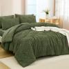 imageAndency King Size Comforter Set 7 Pieces Ivory  Bed in a Bag King Boho Lightweight Fluffy Tufted Bedding Sets with Quilt Comforter Sheets Pillowcases amp ShamsOlive Green