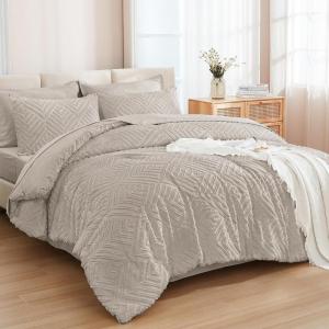 imageAndency King Size Comforter Set 7 Pieces Ivory  Bed in a Bag King Boho Lightweight Fluffy Tufted Bedding Sets with Quilt Comforter Sheets Pillowcases amp ShamsLinen