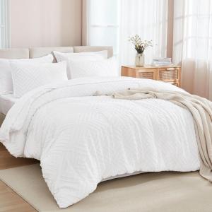 imageAndency King Size Comforter Set 7 Pieces Ivory  Bed in a Bag King Boho Lightweight Fluffy Tufted Bedding Sets with Quilt Comforter Sheets Pillowcases amp ShamsWhite