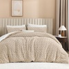 image:imageAndency Fluffy Comforter Set Queen Size Black Sherpa Fleece Super Soft Warm Bedding for Winter Luxury Boho Jacquard Thick Fuzzy Plush Bed Set 3 Pieces1 Shaggy Comforter 2 PillowcasesBeige