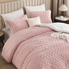 image:imageAndency Fluffy Comforter Set Queen Size Black Sherpa Fleece Super Soft Warm Bedding for Winter Luxury Boho Jacquard Thick Fuzzy Plush Bed Set 3 Pieces1 Shaggy Comforter 2 PillowcasesBlush