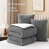 image:imageAndency Fluffy Comforter Set Queen Size Black Sherpa Fleece Super Soft Warm Bedding for Winter Luxury Boho Jacquard Thick Fuzzy Plush Bed Set 3 Pieces1 Shaggy Comforter 2 PillowcasesGrey