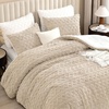 image:imageAndency Fluffy Comforter Set Queen Size Black Sherpa Fleece Super Soft Warm Bedding for Winter Luxury Boho Jacquard Thick Fuzzy Plush Bed Set 3 Pieces1 Shaggy Comforter 2 PillowcasesBeige