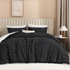 image:imageAndency Fluffy Comforter Set Queen Size Black Sherpa Fleece Super Soft Warm Bedding for Winter Luxury Boho Jacquard Thick Fuzzy Plush Bed Set 3 Pieces1 Shaggy Comforter 2 PillowcasesBlack