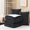 image:imageAndency Fluffy Comforter Set Queen Size Black Sherpa Fleece Super Soft Warm Bedding for Winter Luxury Boho Jacquard Thick Fuzzy Plush Bed Set 3 Pieces1 Shaggy Comforter 2 PillowcasesBlack