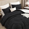image:imageAndency Fluffy Comforter Set Queen Size Black Sherpa Fleece Super Soft Warm Bedding for Winter Luxury Boho Jacquard Thick Fuzzy Plush Bed Set 3 Pieces1 Shaggy Comforter 2 PillowcasesBlack