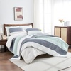 image:imageAndency King Size Sage Green Quilt Set Soft Lightweight Striped Patchwork Coverlet Bedding Set All Season Quilted Bedspread with 2 Pillow Shams