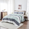 image:imageAndency King Size Sage Green Quilt Set Soft Lightweight Striped Patchwork Coverlet Bedding Set All Season Quilted Bedspread with 2 Pillow Shams