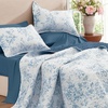 image:imageAndency Quilt Queen Size Sage Green Flower Bedspread Queen Size 3 Pieces Soft Bedding Set Lightweight Coverlet Set for All Season with 2 Pillowcases 96x90White  Blue