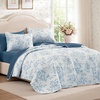 image:imageAndency Quilt Queen Size Sage Green Flower Bedspread Queen Size 3 Pieces Soft Bedding Set Lightweight Coverlet Set for All Season with 2 Pillowcases 96x90White  Blue