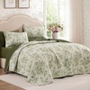 image:imageAndency Quilt Queen Size Sage Green Flower Bedspread Queen Size 3 Pieces Soft Bedding Set Lightweight Coverlet Set for All Season with 2 Pillowcases 96x90White  Green