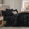 image:imageAndency Ruched Queen Comforter Set Beige 7 Pieces Ruffle Bed in a Bag Shabby Chic Pleat Bedding Set with Comforter Sheets Pillowcase amp Sham Lightweight Soft All SeasonBlack