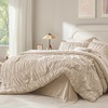image:imageAndency Ruched Queen Comforter Set Beige 7 Pieces Ruffle Bed in a Bag Shabby Chic Pleat Bedding Set with Comforter Sheets Pillowcase amp Sham Lightweight Soft All SeasonBeige