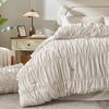 image:imageAndency Ruched Queen Comforter Set Beige 7 Pieces Ruffle Bed in a Bag Shabby Chic Pleat Bedding Set with Comforter Sheets Pillowcase amp Sham Lightweight Soft All SeasonLinen