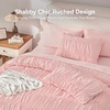 image:imageAndency Ruched Queen Comforter Set Beige 7 Pieces Ruffle Bed in a Bag Shabby Chic Pleat Bedding Set with Comforter Sheets Pillowcase amp Sham Lightweight Soft All SeasonPink