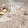 image:imageAndency Ruched Queen Comforter Set Beige 7 Pieces Ruffle Bed in a Bag Shabby Chic Pleat Bedding Set with Comforter Sheets Pillowcase amp Sham Lightweight Soft All SeasonBeige
