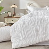 image:imageAndency Ruched Queen Comforter Set Beige 7 Pieces Ruffle Bed in a Bag Shabby Chic Pleat Bedding Set with Comforter Sheets Pillowcase amp Sham Lightweight Soft All SeasonWhite