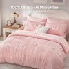 image:imageAndency Ruched Queen Comforter Set Beige 7 Pieces Ruffle Bed in a Bag Shabby Chic Pleat Bedding Set with Comforter Sheets Pillowcase amp Sham Lightweight Soft All SeasonPink