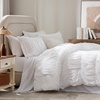 image:imageAndency Ruched Queen Comforter Set Beige 7 Pieces Ruffle Bed in a Bag Shabby Chic Pleat Bedding Set with Comforter Sheets Pillowcase amp Sham Lightweight Soft All SeasonWhite