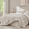 image:imageAndency Ruched Queen Comforter Set Beige 7 Pieces Ruffle Bed in a Bag Shabby Chic Pleat Bedding Set with Comforter Sheets Pillowcase amp Sham Lightweight Soft All SeasonLinen