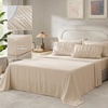 image:imageAndency Ruched Queen Comforter Set Beige 7 Pieces Ruffle Bed in a Bag Shabby Chic Pleat Bedding Set with Comforter Sheets Pillowcase amp Sham Lightweight Soft All SeasonBeige