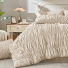 image:imageAndency Ruched Queen Comforter Set Beige 7 Pieces Ruffle Bed in a Bag Shabby Chic Pleat Bedding Set with Comforter Sheets Pillowcase amp Sham Lightweight Soft All SeasonBeige