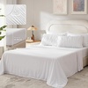 image:imageAndency Ruched Queen Comforter Set Beige 7 Pieces Ruffle Bed in a Bag Shabby Chic Pleat Bedding Set with Comforter Sheets Pillowcase amp Sham Lightweight Soft All SeasonWhite