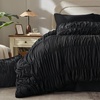 image:imageAndency Ruched Queen Comforter Set Beige 7 Pieces Ruffle Bed in a Bag Shabby Chic Pleat Bedding Set with Comforter Sheets Pillowcase amp Sham Lightweight Soft All SeasonBlack