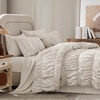image:imageAndency Ruched Queen Comforter Set Beige 7 Pieces Ruffle Bed in a Bag Shabby Chic Pleat Bedding Set with Comforter Sheets Pillowcase amp Sham Lightweight Soft All SeasonLinen