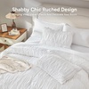 image:imageAndency Ruched Queen Comforter Set Beige 7 Pieces Ruffle Bed in a Bag Shabby Chic Pleat Bedding Set with Comforter Sheets Pillowcase amp Sham Lightweight Soft All SeasonWhite