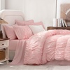 image:imageAndency Ruched Queen Comforter Set Beige 7 Pieces Ruffle Bed in a Bag Shabby Chic Pleat Bedding Set with Comforter Sheets Pillowcase amp Sham Lightweight Soft All SeasonPink