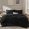 image:imageAndency Ruched Queen Comforter Set Beige 7 Pieces Ruffle Bed in a Bag Shabby Chic Pleat Bedding Set with Comforter Sheets Pillowcase amp Sham Lightweight Soft All SeasonBlack