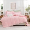 image:imageAndency Blush Pink Ruffle Duvet Cover Twin Size66x90Inch 3 Piece Soft Washed Bedding Set with Zipper Closure amp Corner Ties Vintage Farmhouse Duvet Cover Set